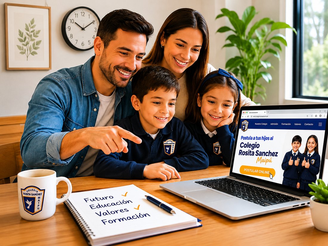 Familia postulando a sus hijos al Colegio Rosita Sánchez desde el sitio web